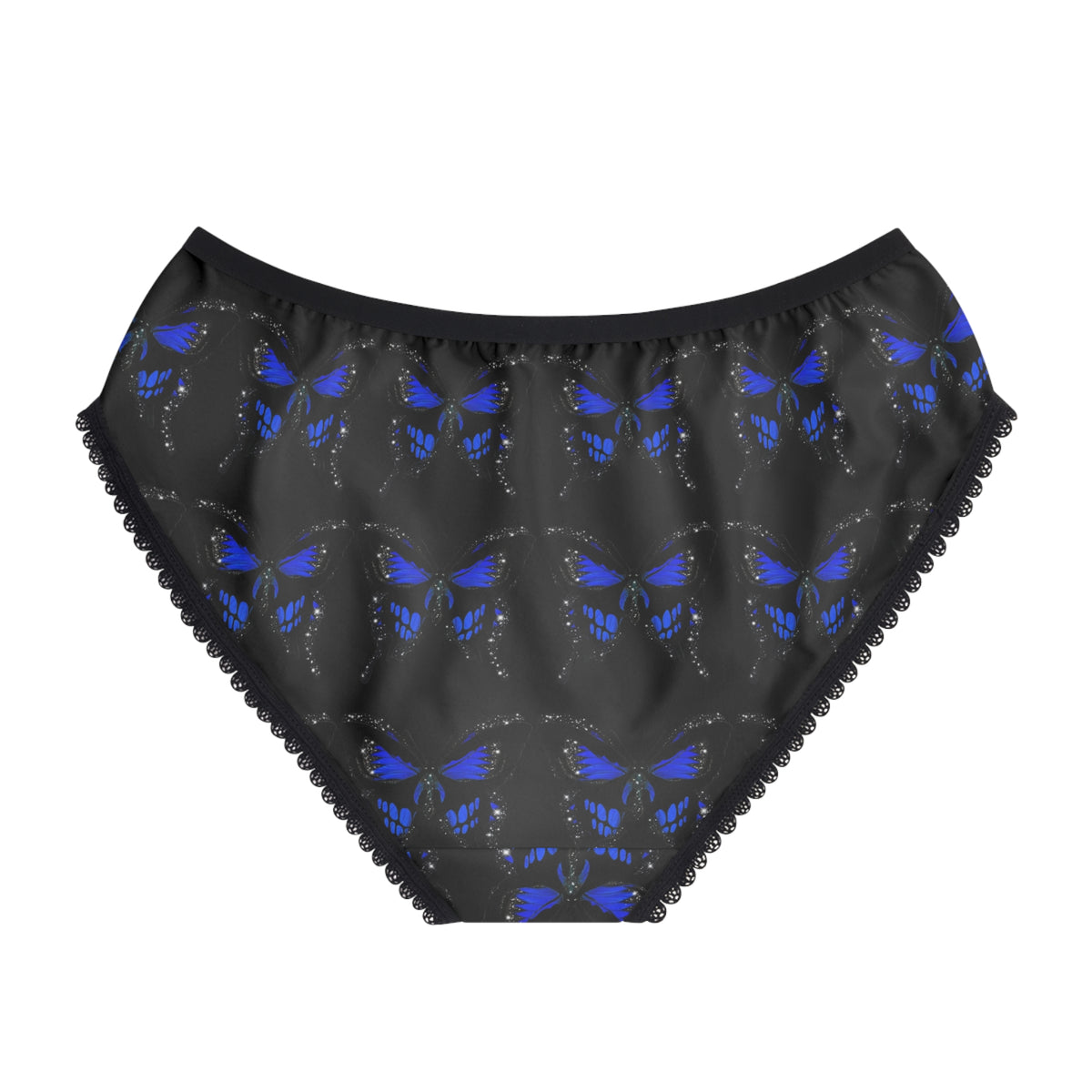 Blue Butterfly Lace-Trim Women's Briefs — Soft All-Over Print Panties
