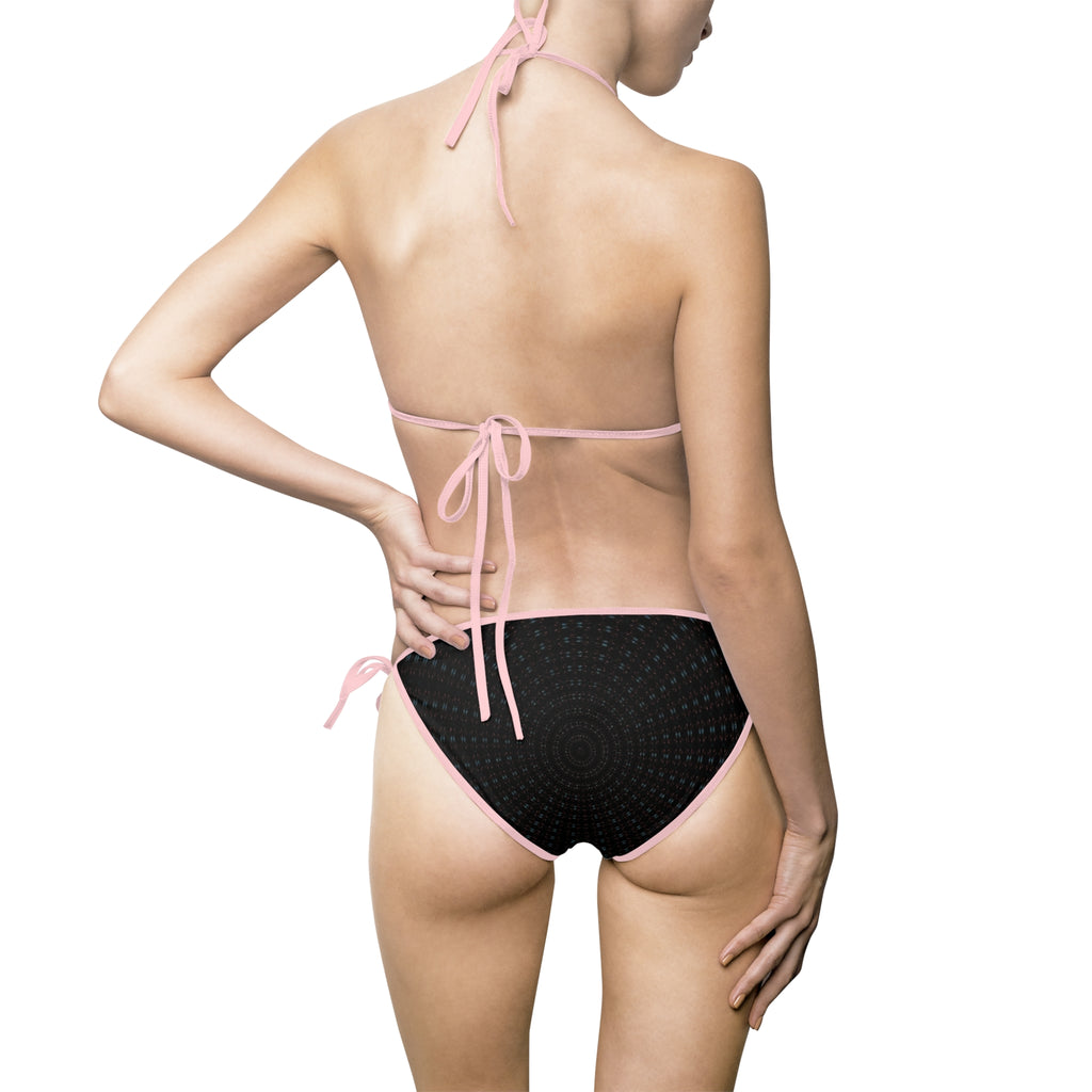 Black Textured Triangle Bikini - Women's Tie-Side Swimwear