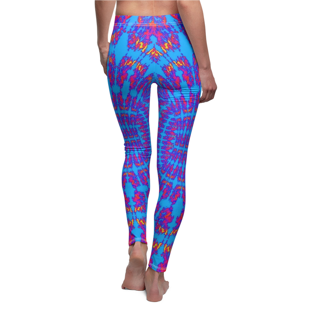 Tie-Dye Blue & Purple Women's Leggings — Vibrant All-Over Print Casual Leggings