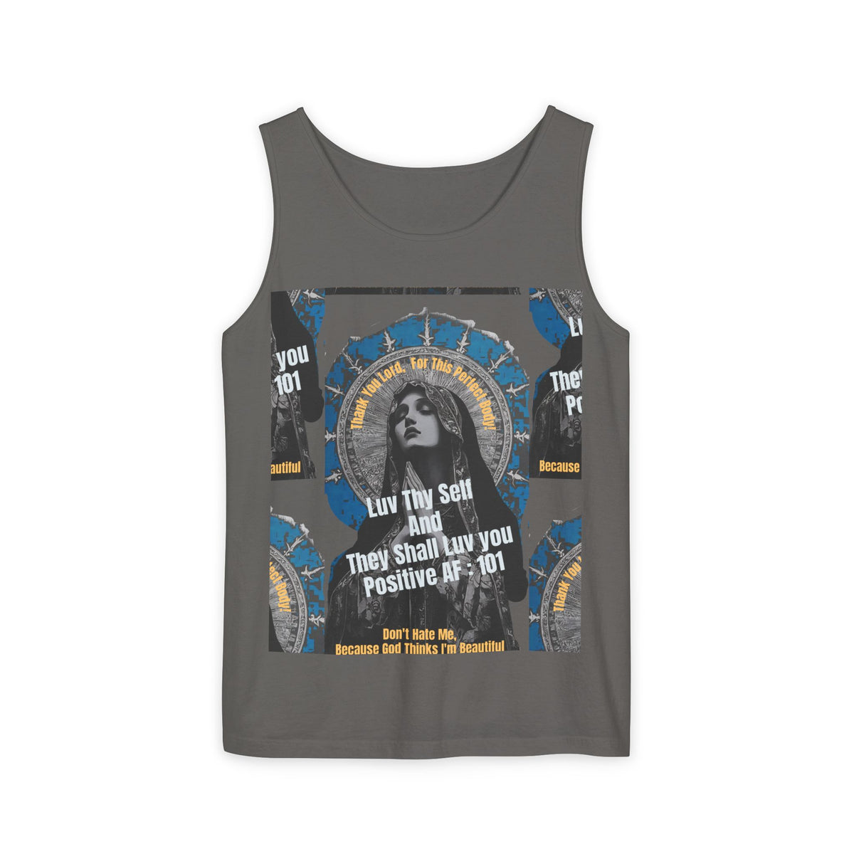 Spiritual Vintage Portrait Tank Top — "Love Thy Self" Inspirational Graphic