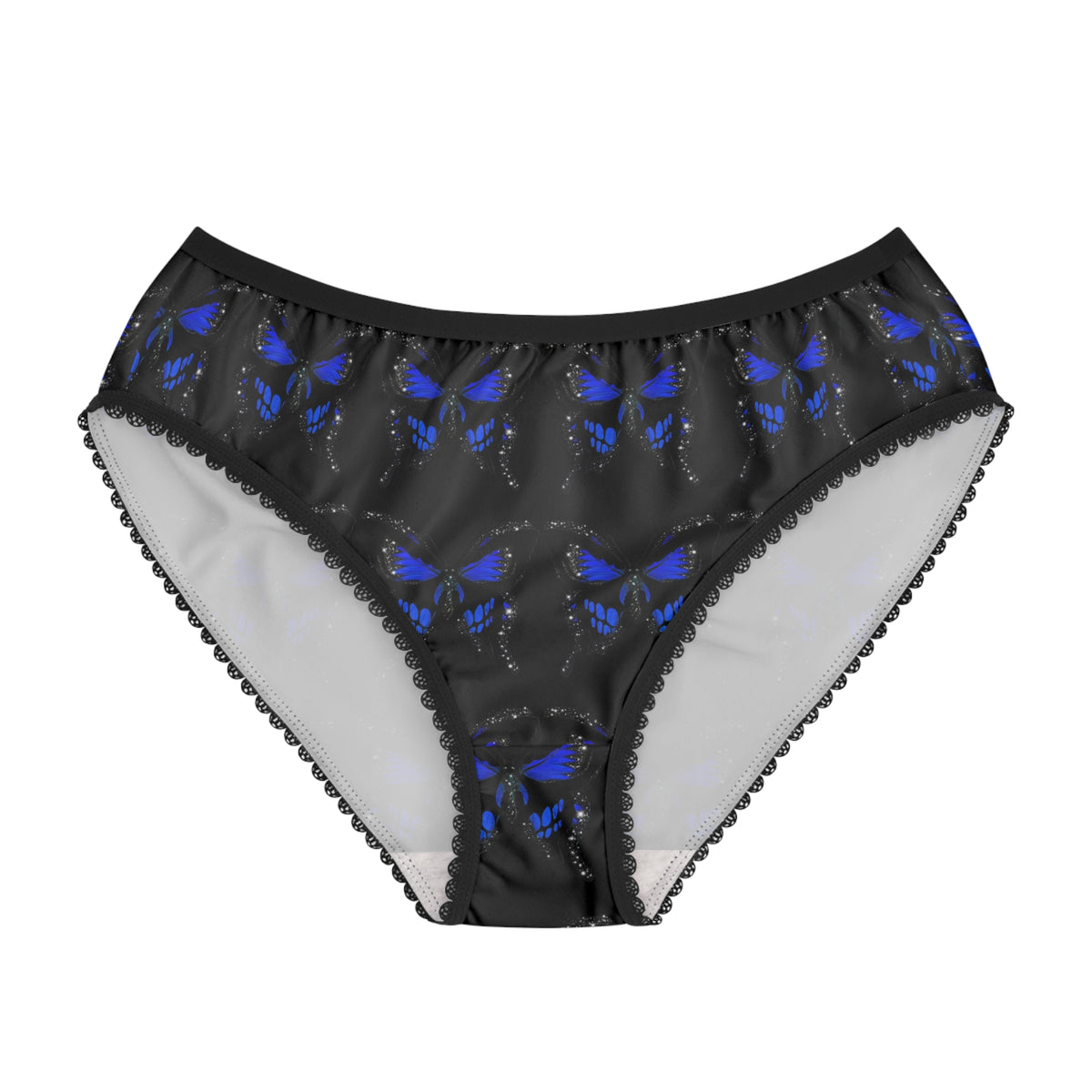Blue Butterfly Lace-Trim Women's Briefs — Soft All-Over Print Panties