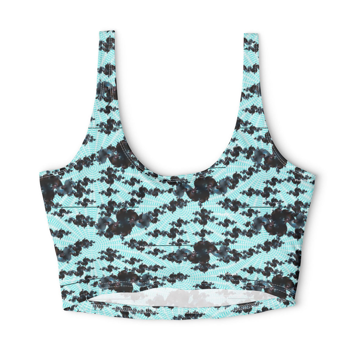 Aqua Swirl Floral — Matching Sports Bra (Big Print)