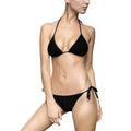 Black Textured Triangle Bikini - Women's Tie-Side Swimwear