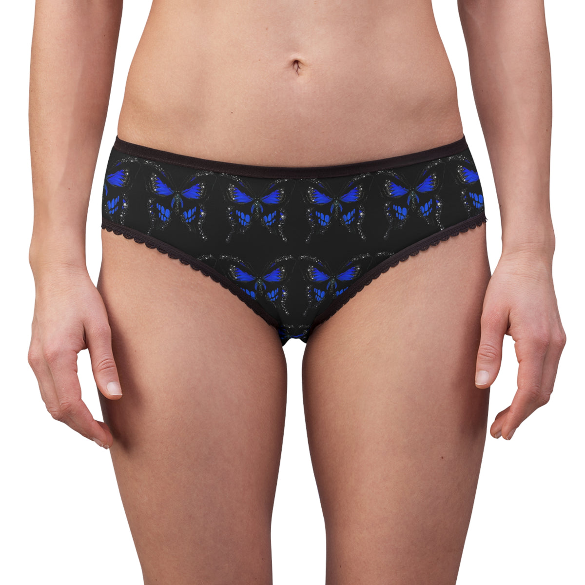 Blue Butterfly Lace-Trim Women's Briefs — Soft All-Over Print Panties