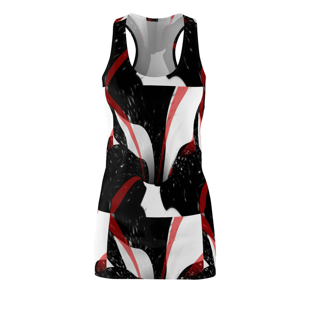 Abstract Black, Red & White Racerback Dress