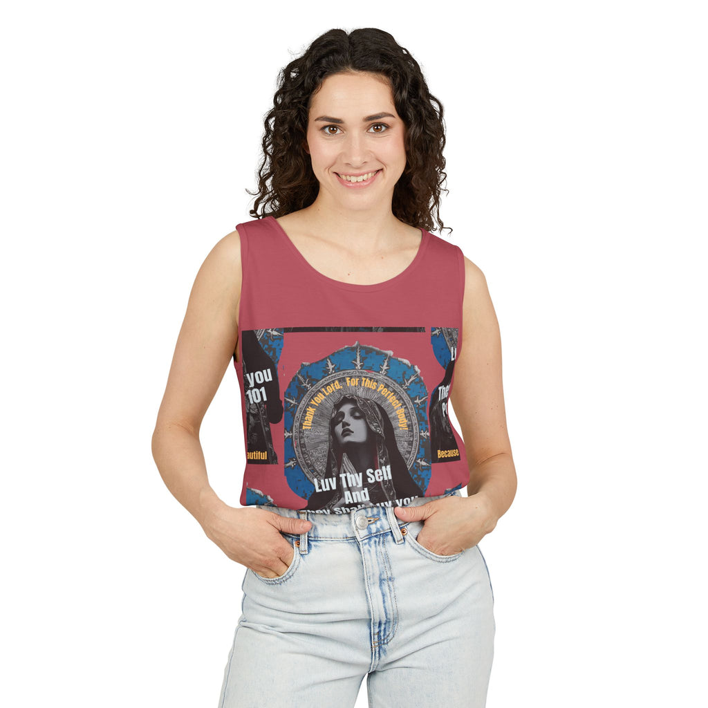 Spiritual Vintage Portrait Tank Top — "Love Thy Self" Inspirational Graphic
