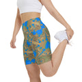 Yoga Shorts — Turquoise Paisley Fractal All-Over Print