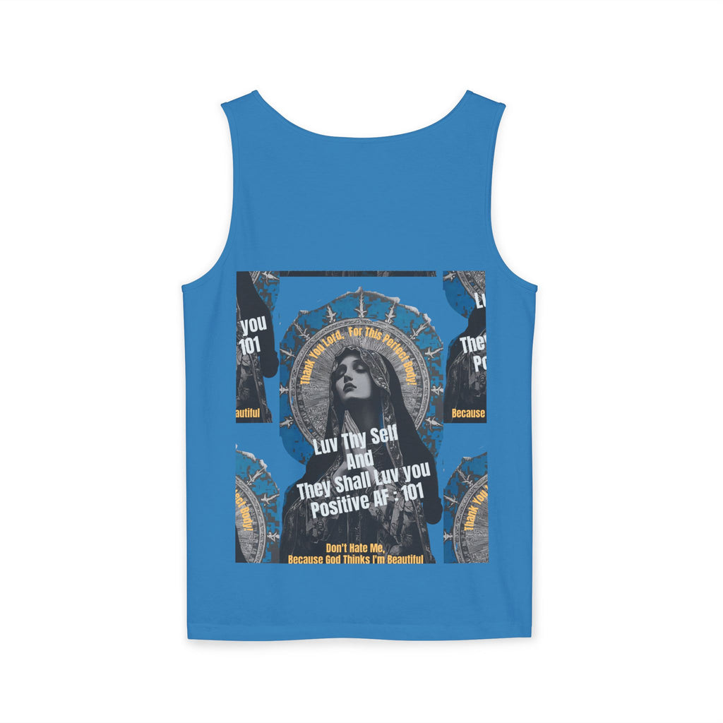 Spiritual Vintage Portrait Tank Top — "Love Thy Self" Inspirational Graphic