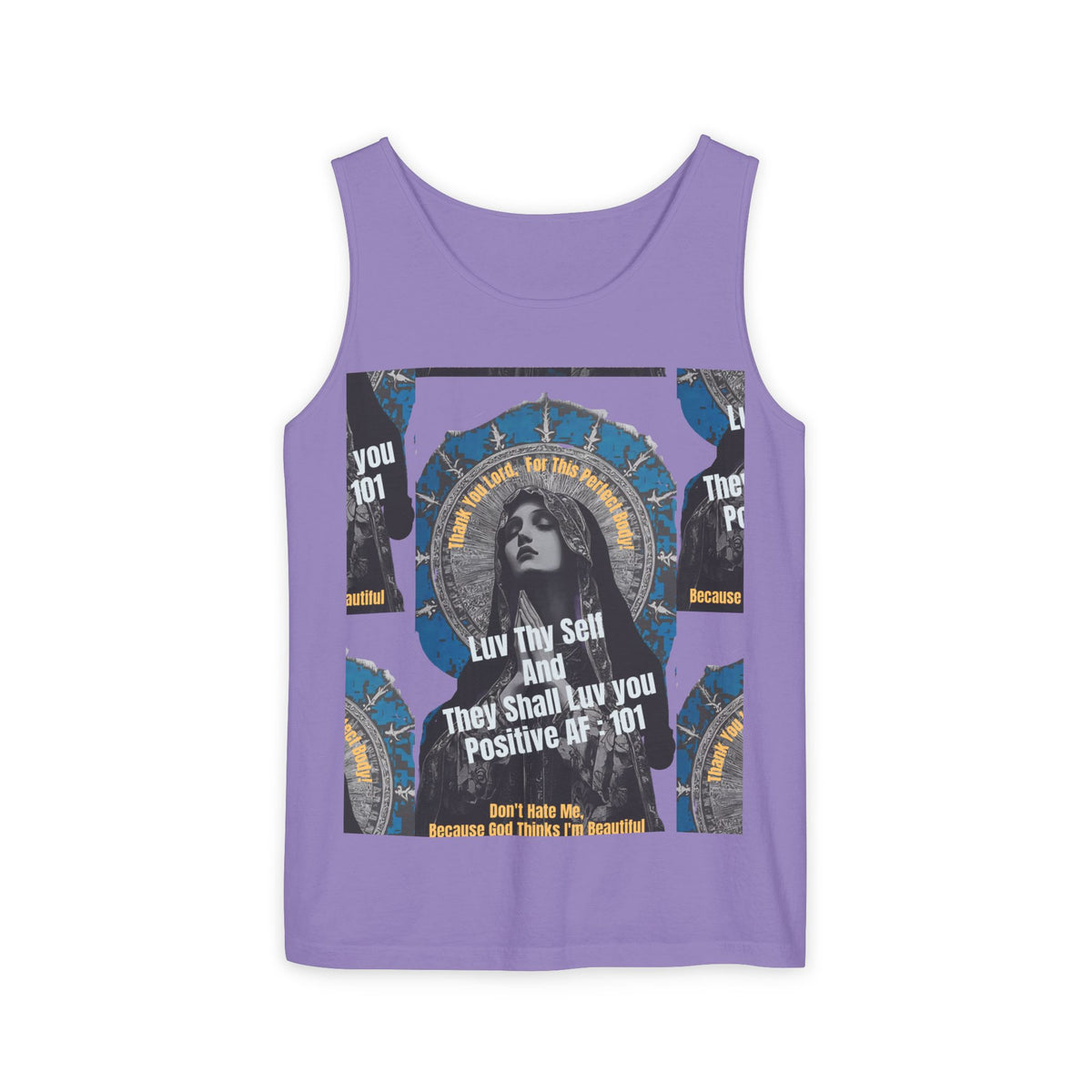 Spiritual Vintage Portrait Tank Top — "Love Thy Self" Inspirational Graphic