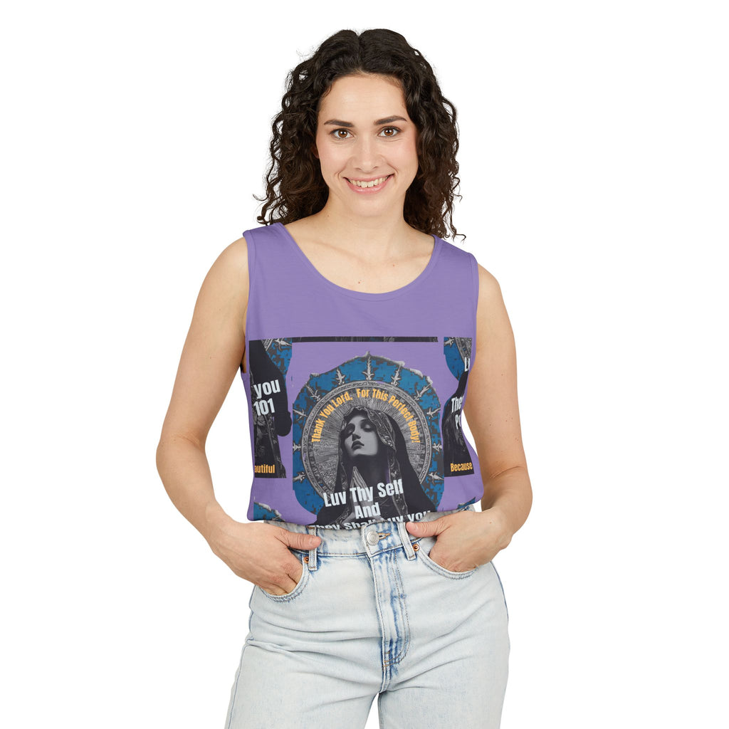 Spiritual Vintage Portrait Tank Top — "Love Thy Self" Inspirational Graphic