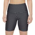 Women's Black Grey Polka Dot Workout Shorts — High-Waist Biker Activewear