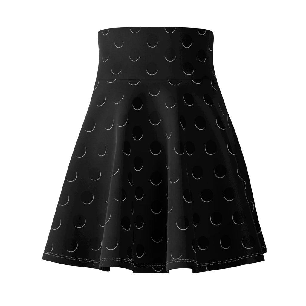 Black Crescent Moon Pattern Skater Skirt