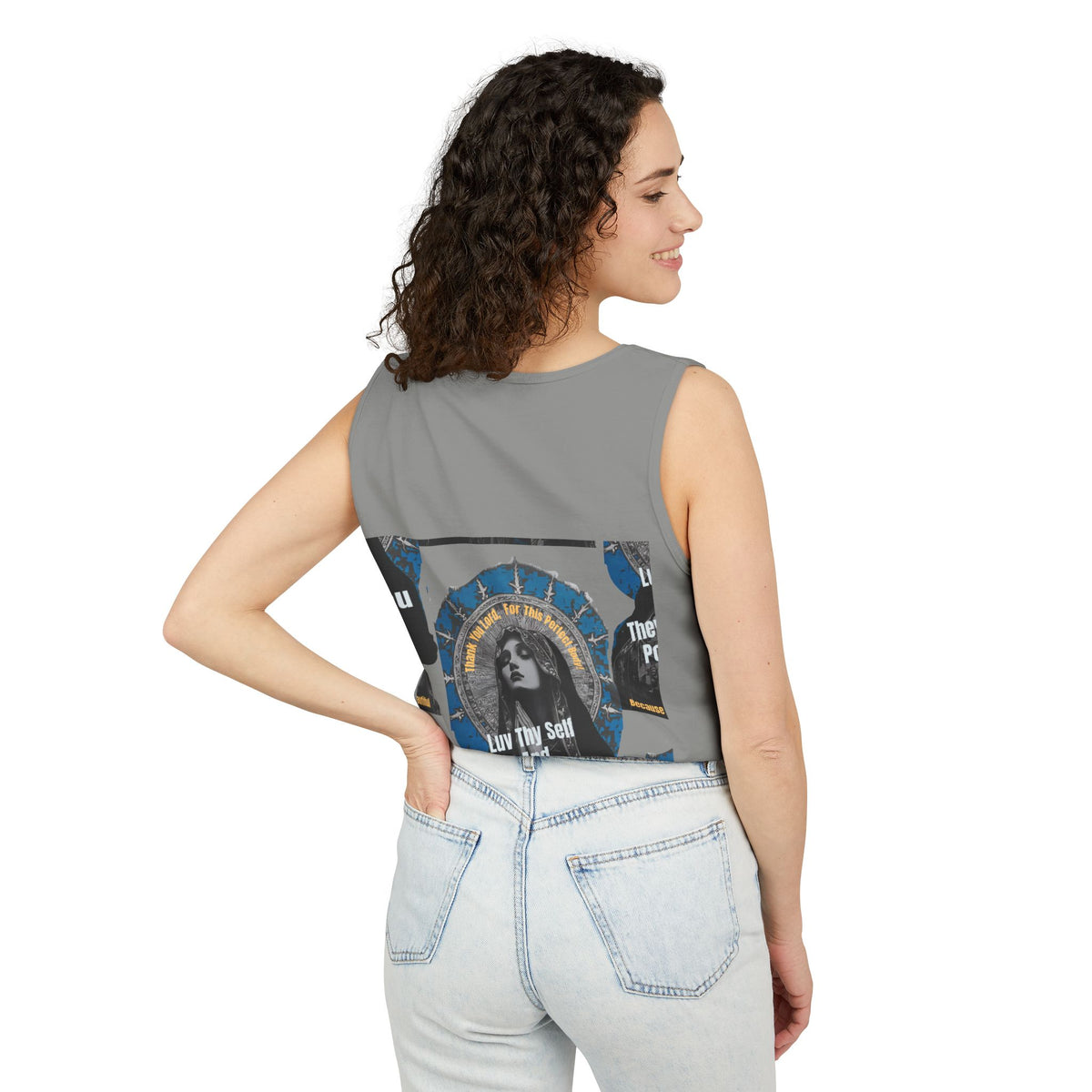 Spiritual Vintage Portrait Tank Top — "Love Thy Self" Inspirational Graphic