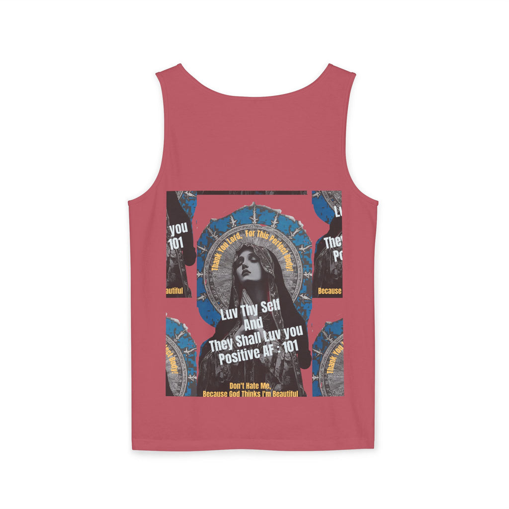 Spiritual Vintage Portrait Tank Top — "Love Thy Self" Inspirational Graphic