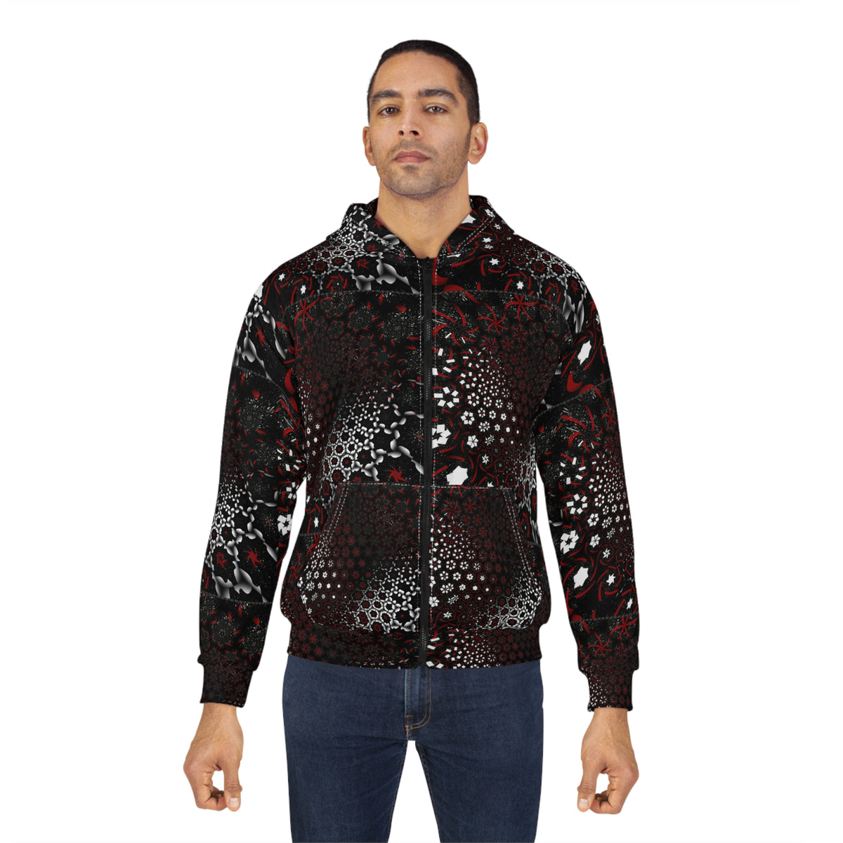 Gothic Floral Zip Hoodie