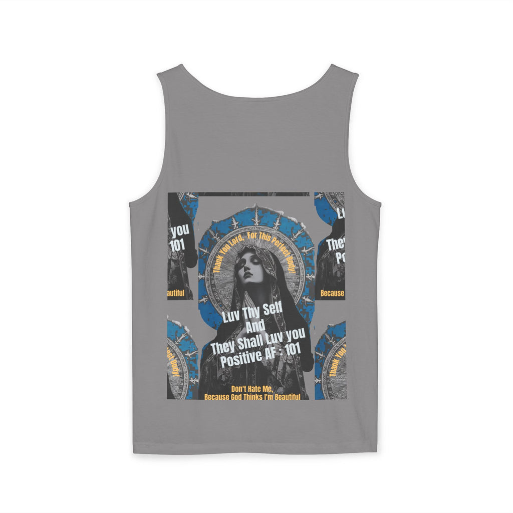 Spiritual Vintage Portrait Tank Top — "Love Thy Self" Inspirational Graphic
