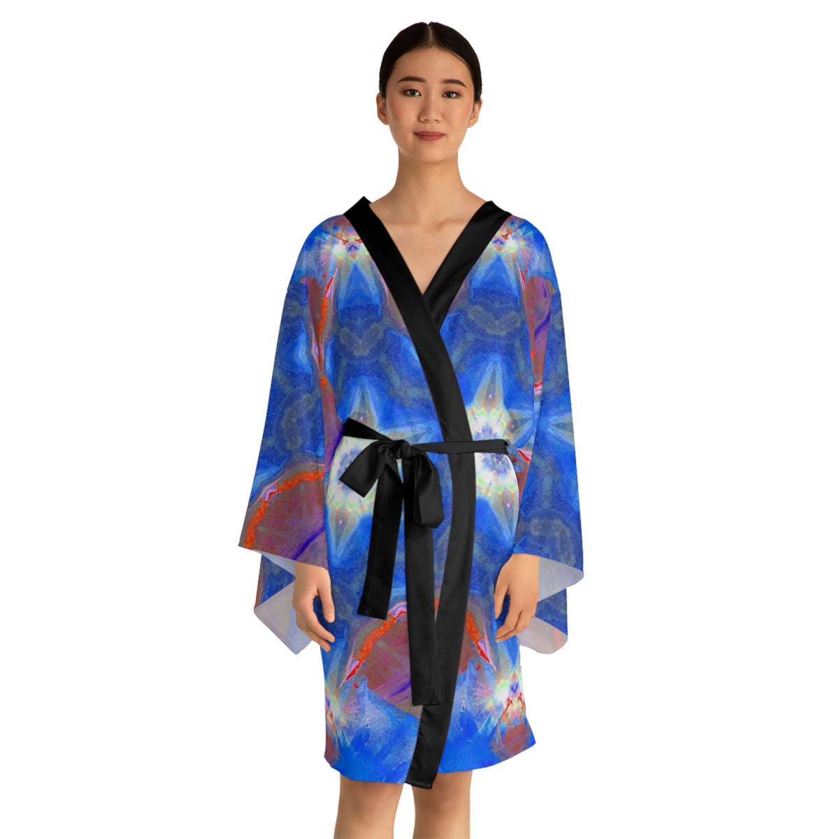Blue Kaleidoscope Kimono Robe — Long Sleeve AOP