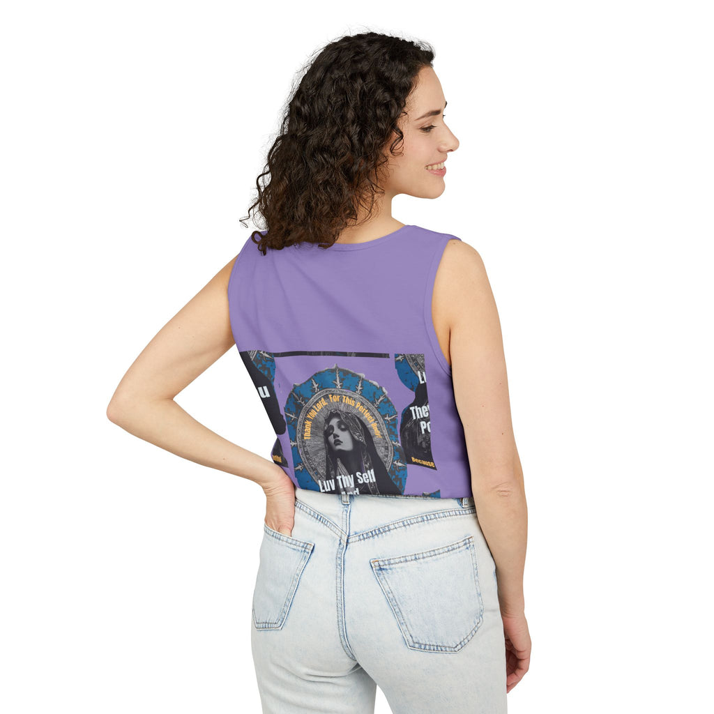 Spiritual Vintage Portrait Tank Top — "Love Thy Self" Inspirational Graphic