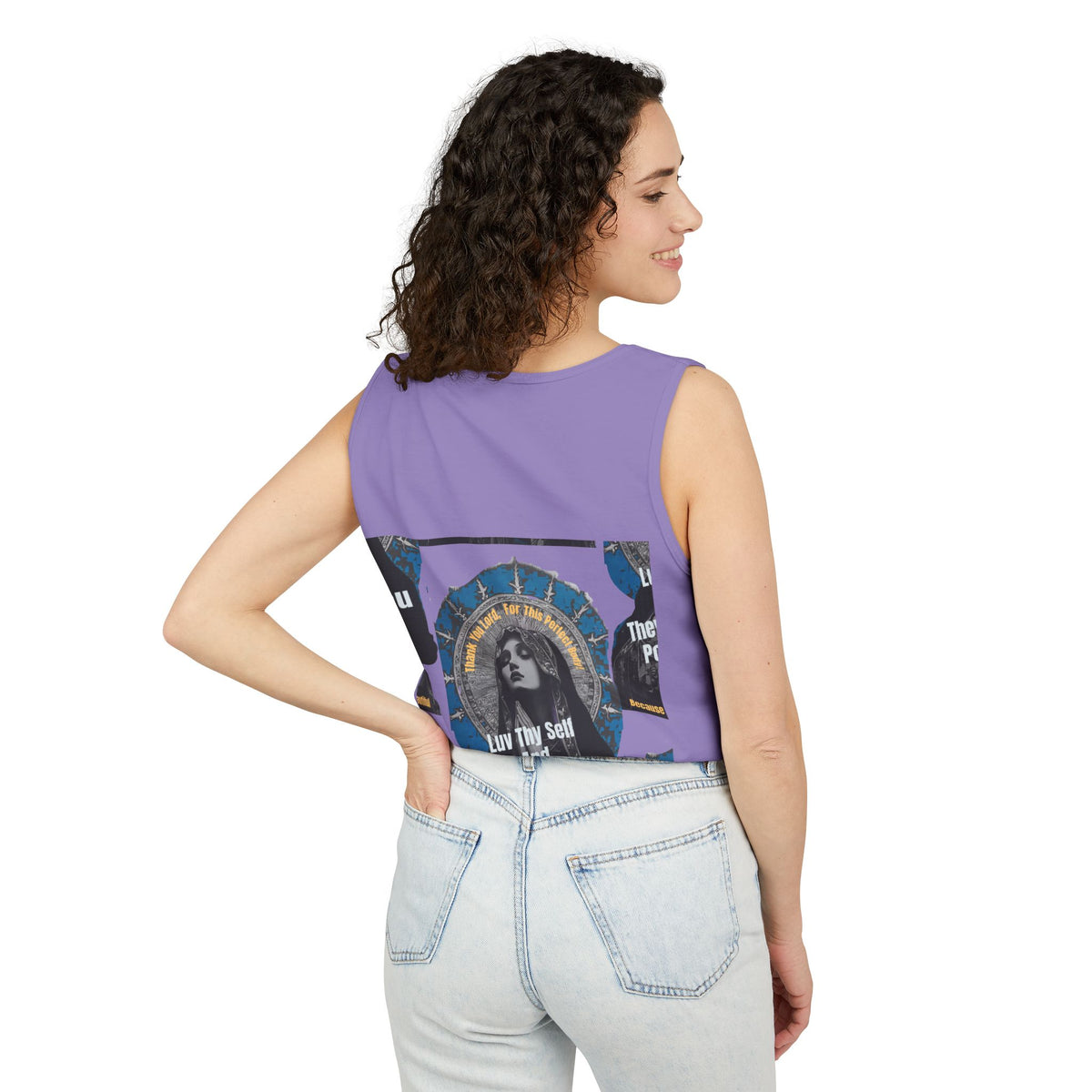 Spiritual Vintage Portrait Tank Top — "Love Thy Self" Inspirational Graphic