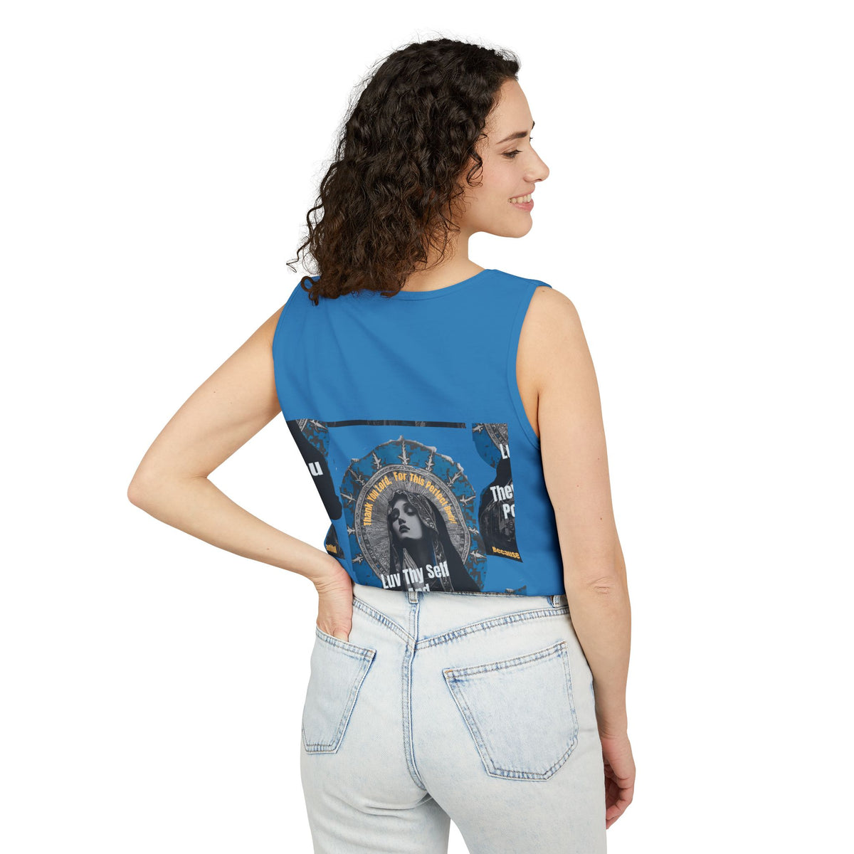 Spiritual Vintage Portrait Tank Top — "Love Thy Self" Inspirational Graphic
