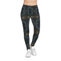 Kaleidoscope Geo Pattern Leggings — Dark Blue & Olive All-Over Print
