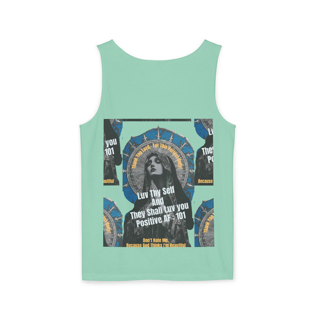 Spiritual Vintage Portrait Tank Top — "Love Thy Self" Inspirational Graphic