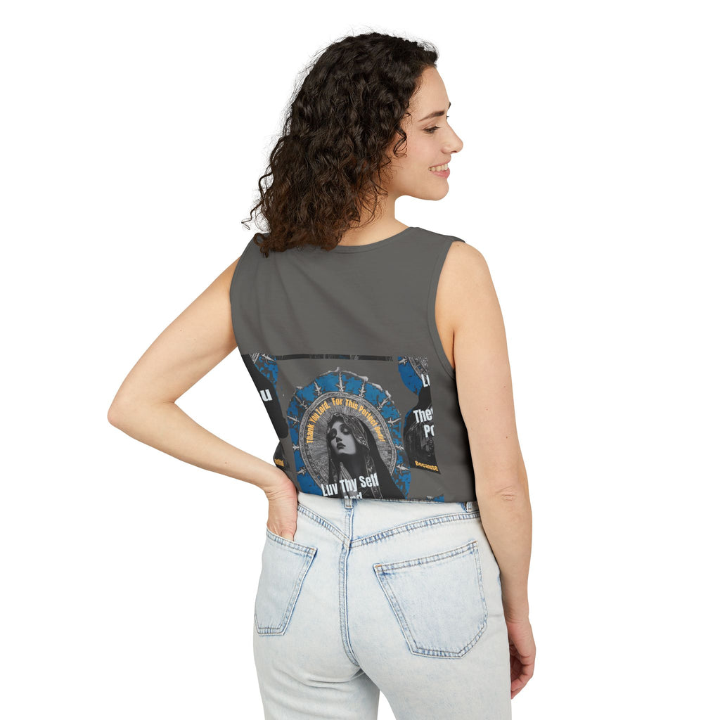 Spiritual Vintage Portrait Tank Top — "Love Thy Self" Inspirational Graphic
