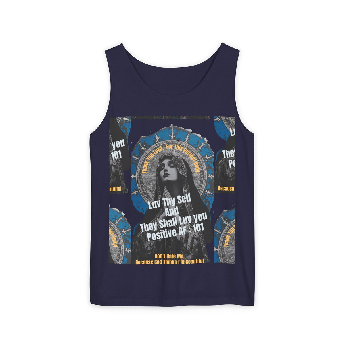 Spiritual Vintage Portrait Tank Top — "Love Thy Self" Inspirational Graphic