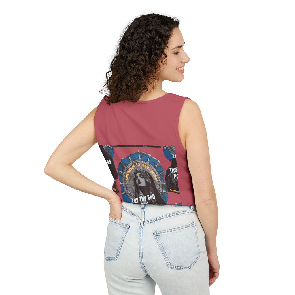 Spiritual Vintage Portrait Tank Top — "Love Thy Self" Inspirational Graphic