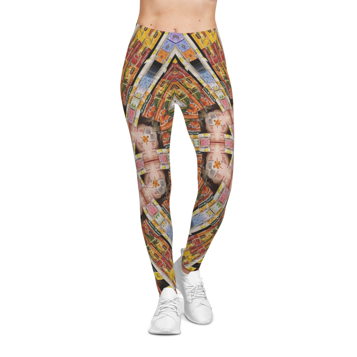 Kaleidoscope Market Print Women's Leggings — Colorful Geometric AOP Activewear