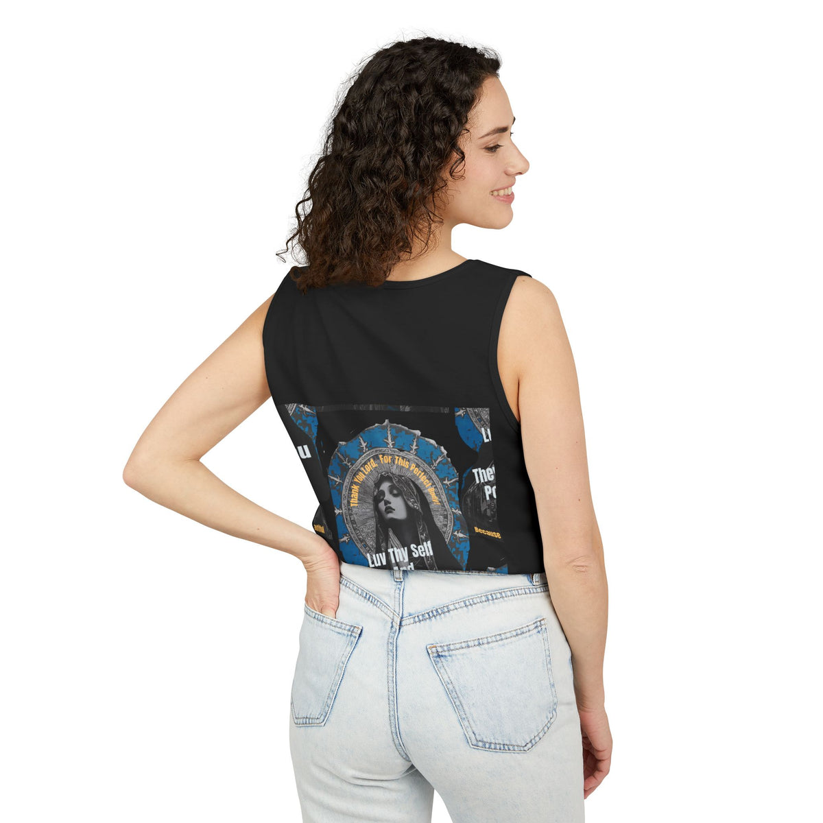 Spiritual Vintage Portrait Tank Top — "Love Thy Self" Inspirational Graphic