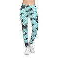 Aqua Swirl Floral Leggings — Women's All-Over Print Casual Leggings