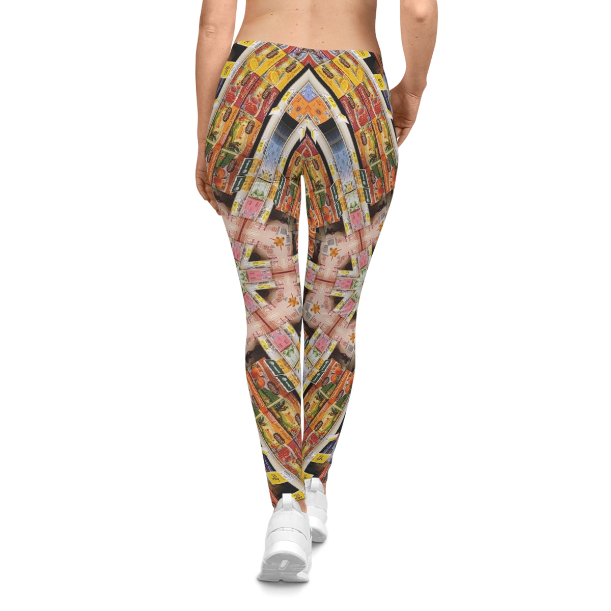 Kaleidoscope Market Print Women's Leggings — Colorful Geometric AOP Activewear