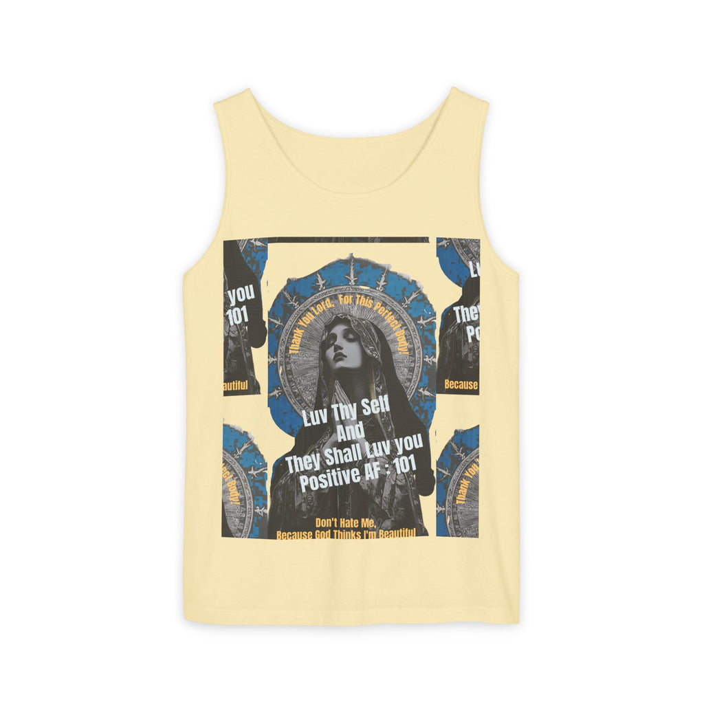 Spiritual Vintage Portrait Tank Top — "Love Thy Self" Inspirational Graphic