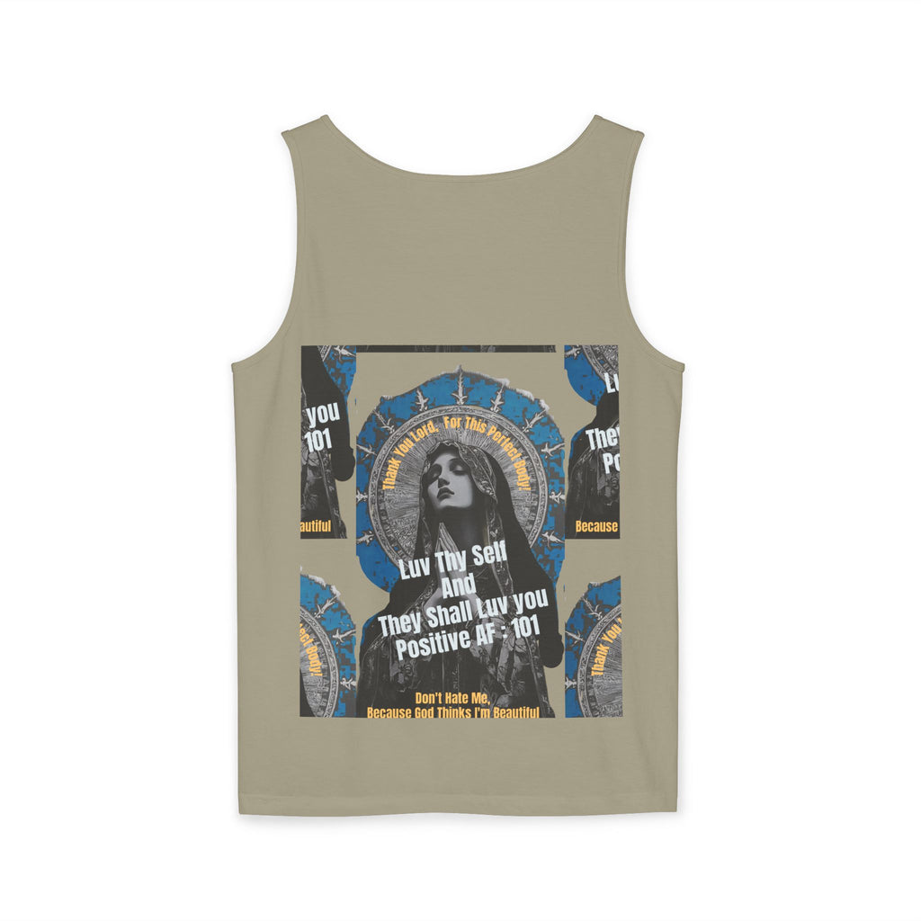 Spiritual Vintage Portrait Tank Top — "Love Thy Self" Inspirational Graphic