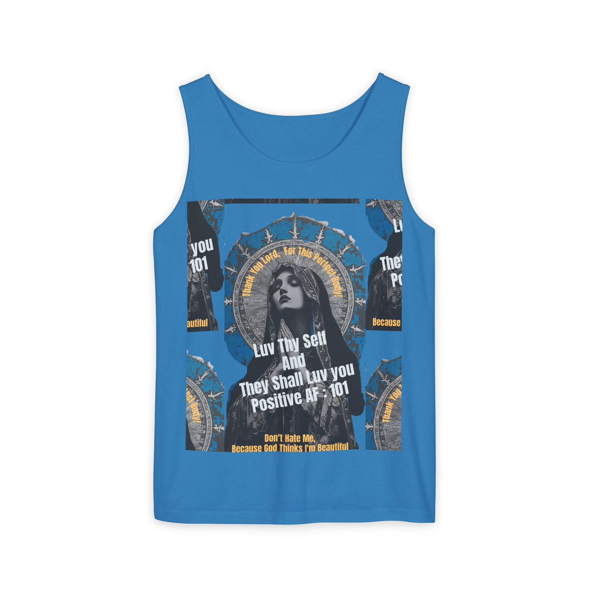 Spiritual Vintage Portrait Tank Top — "Love Thy Self" Inspirational Graphic
