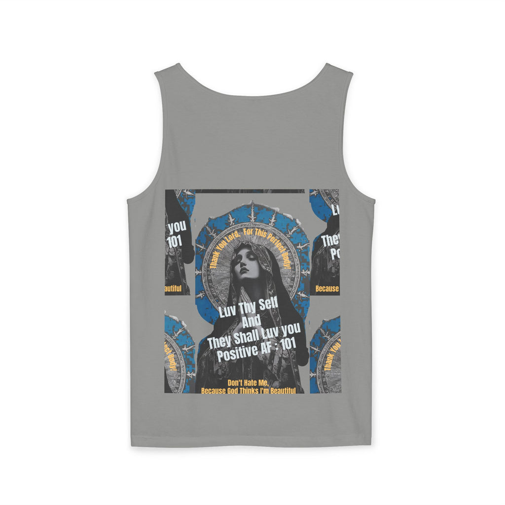 Spiritual Vintage Portrait Tank Top — "Love Thy Self" Inspirational Graphic