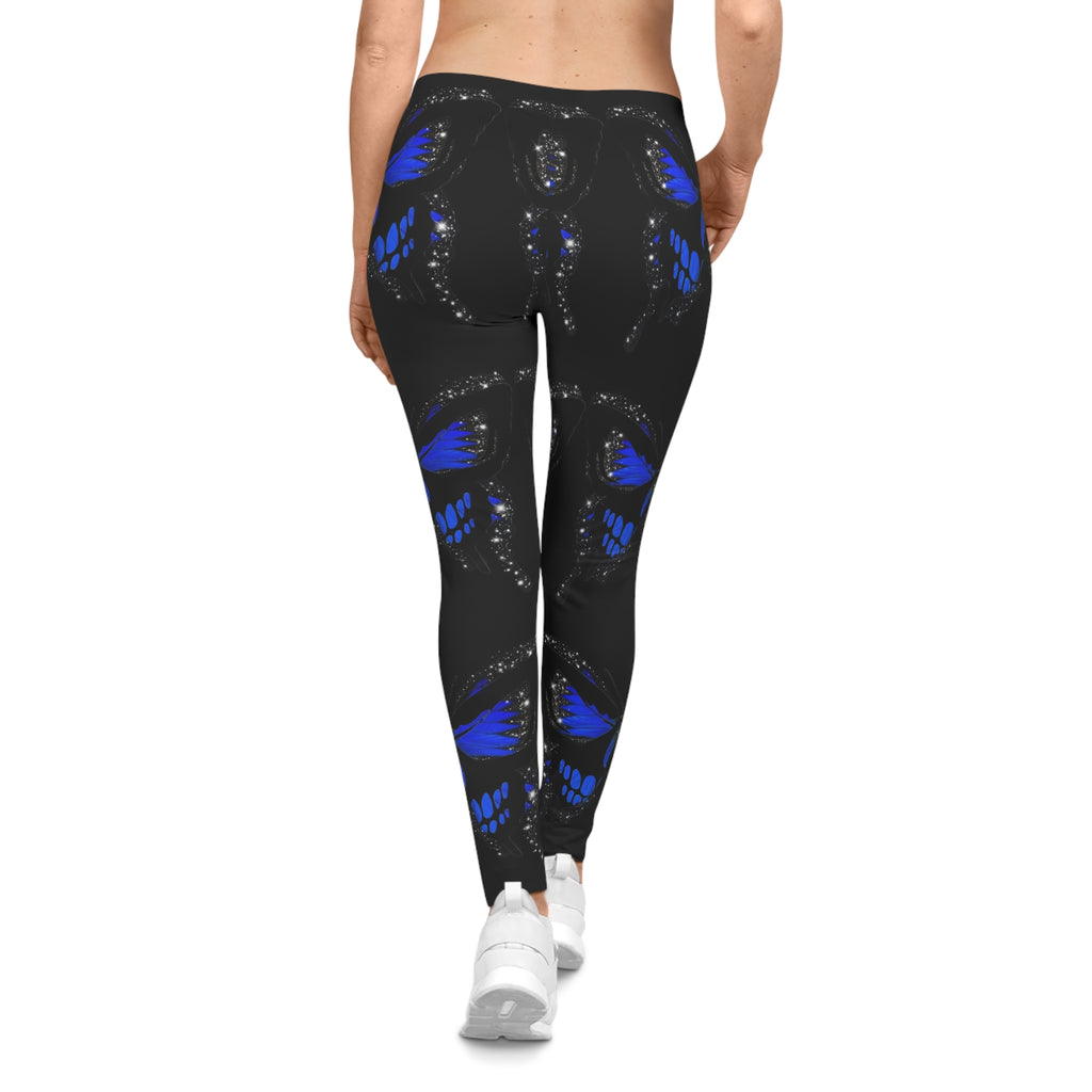 Blue Monarch Butterfly Leggings — Women's All-Over Print Casual Yoga Pants