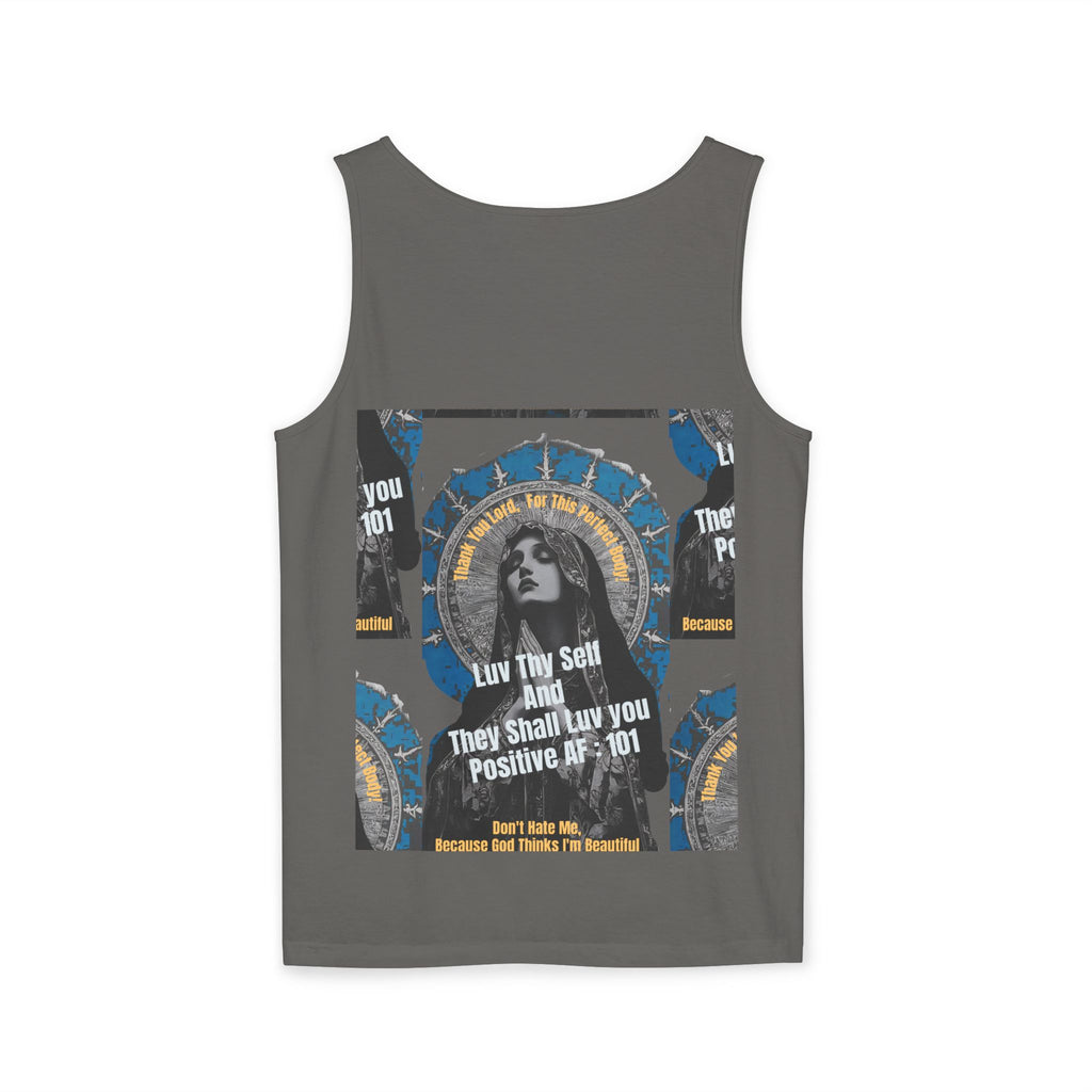 Spiritual Vintage Portrait Tank Top — "Love Thy Self" Inspirational Graphic