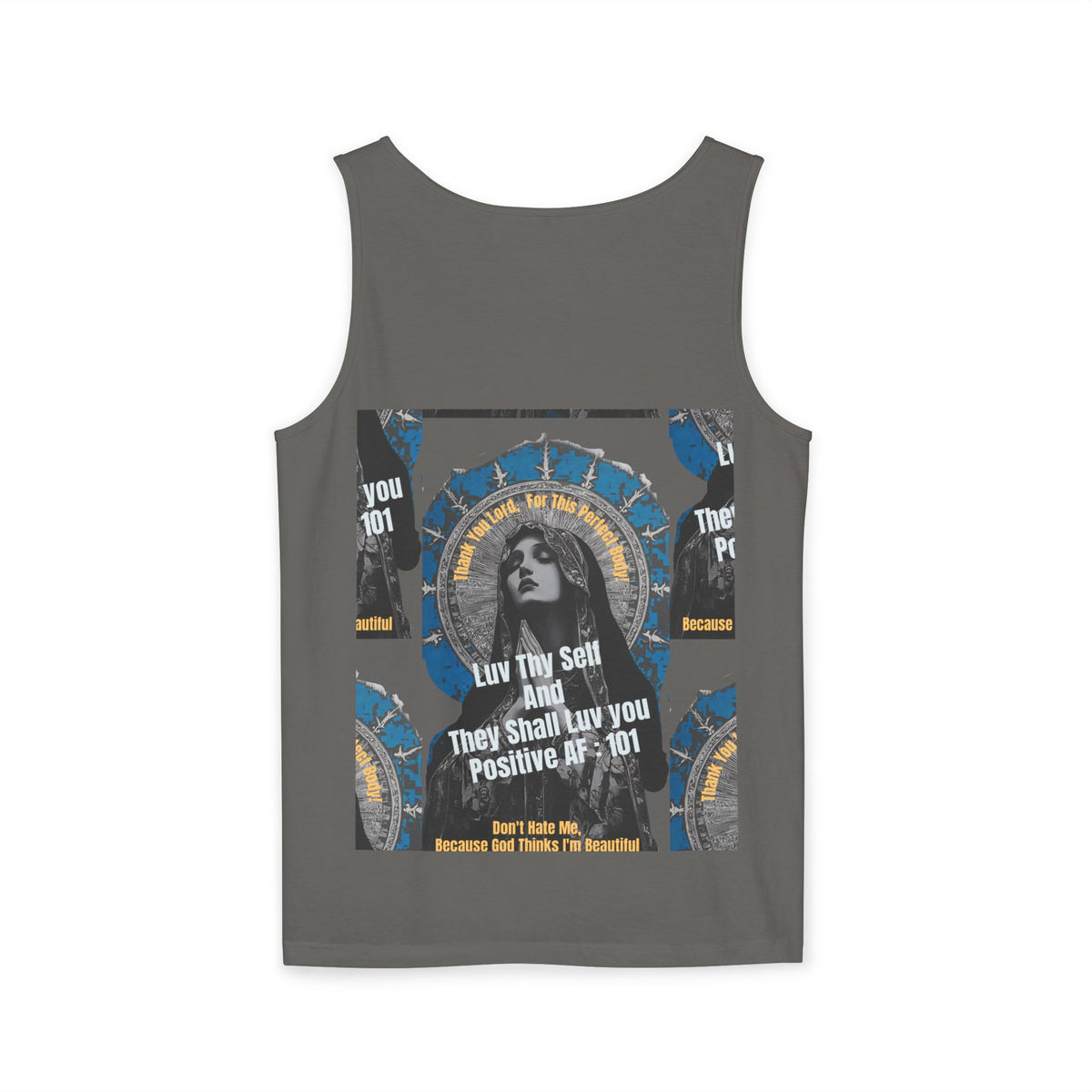 Spiritual Vintage Portrait Tank Top — "Love Thy Self" Inspirational Graphic