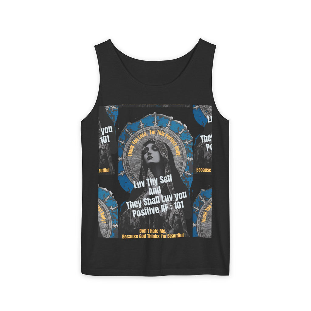 Spiritual Vintage Portrait Tank Top — "Love Thy Self" Inspirational Graphic