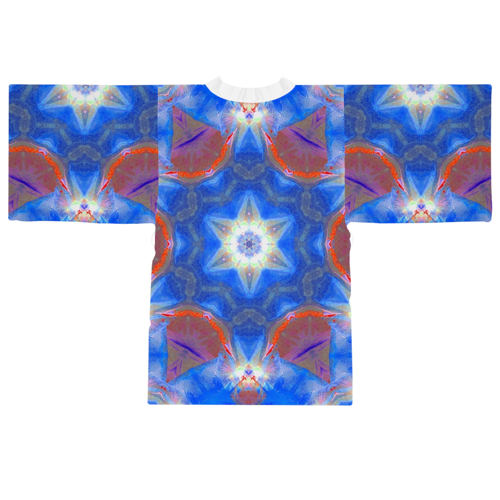 Blue Kaleidoscope Kimono Robe — Long Sleeve AOP