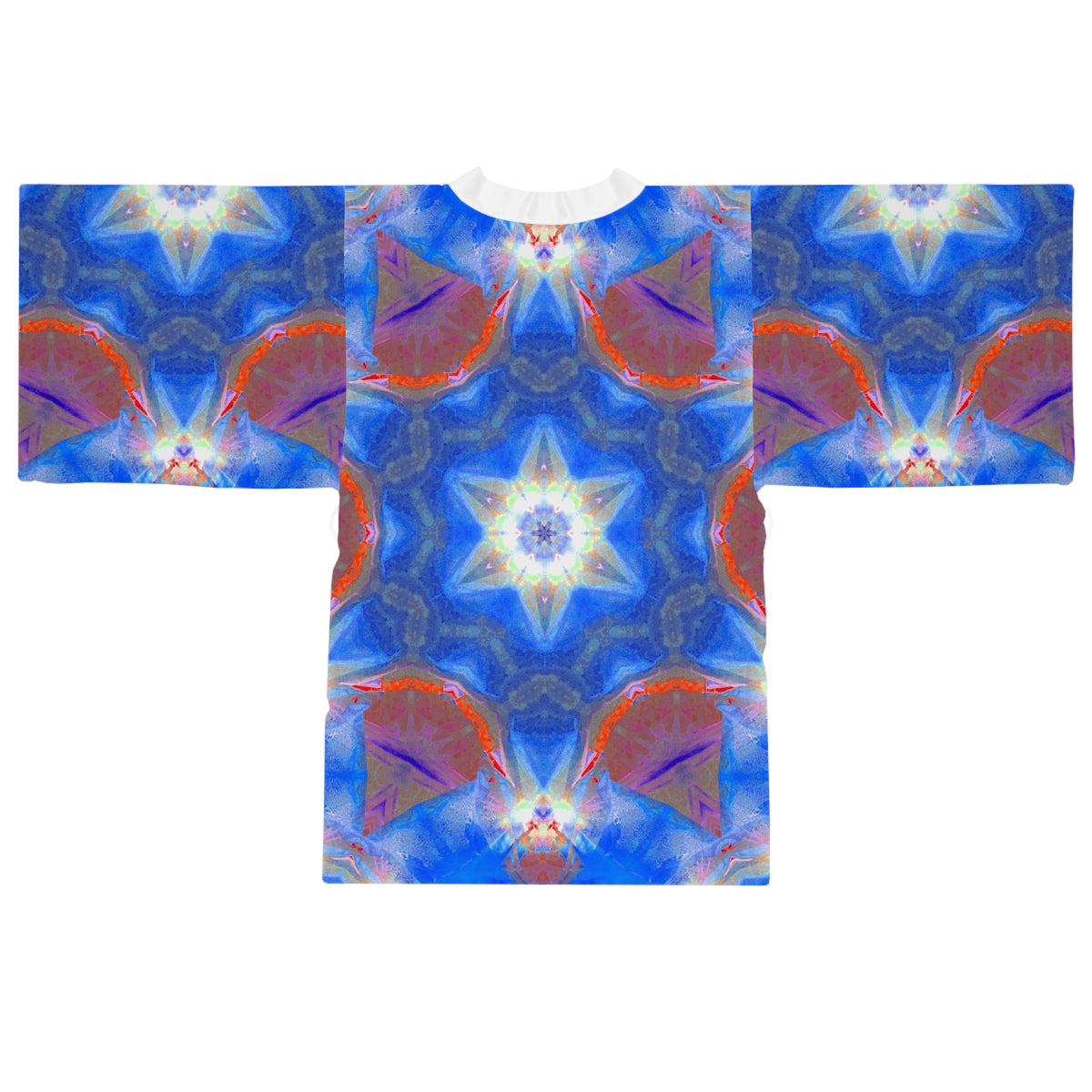 Blue Kaleidoscope Kimono Robe — Long Sleeve AOP