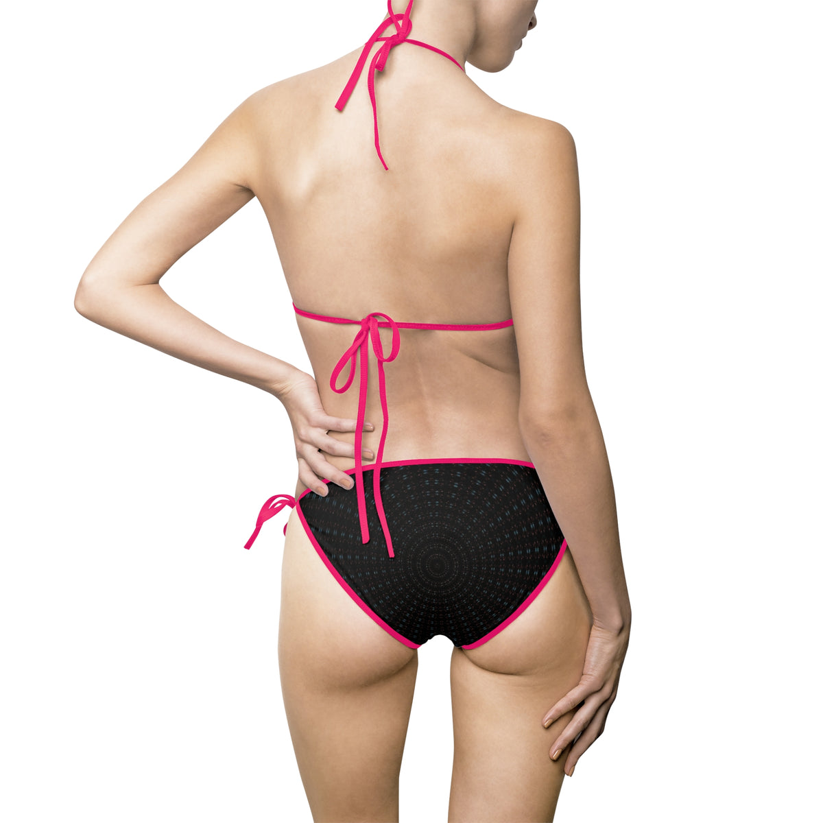 Black Textured Triangle Bikini - Women's Tie-Side Swimwear