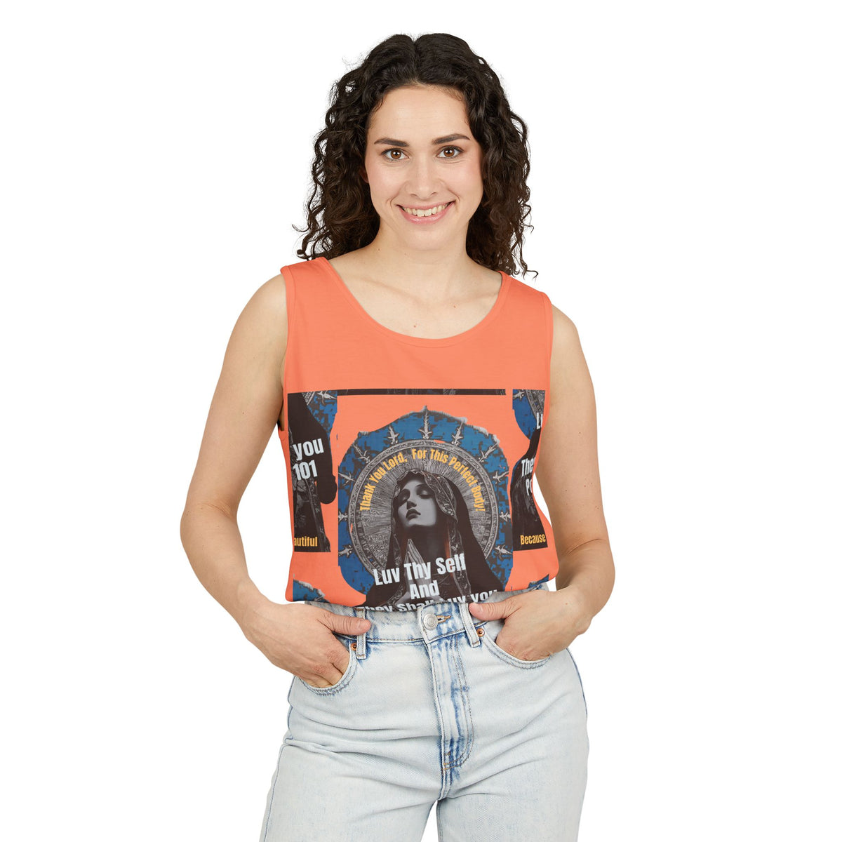 Spiritual Vintage Portrait Tank Top — "Love Thy Self" Inspirational Graphic