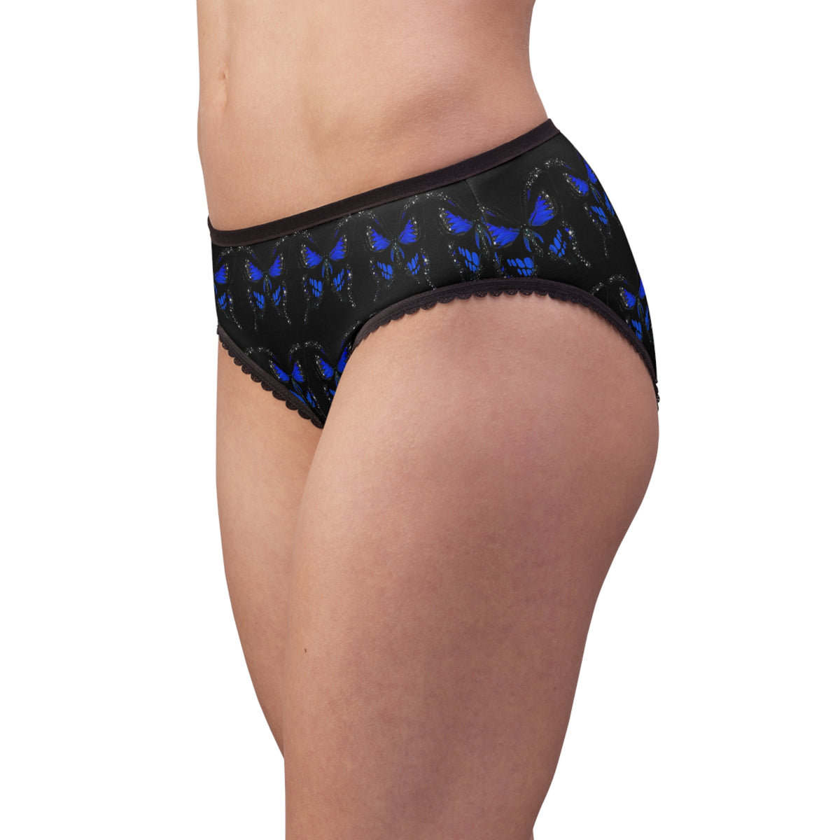 Blue Butterfly Lace-Trim Women's Briefs — Soft All-Over Print Panties