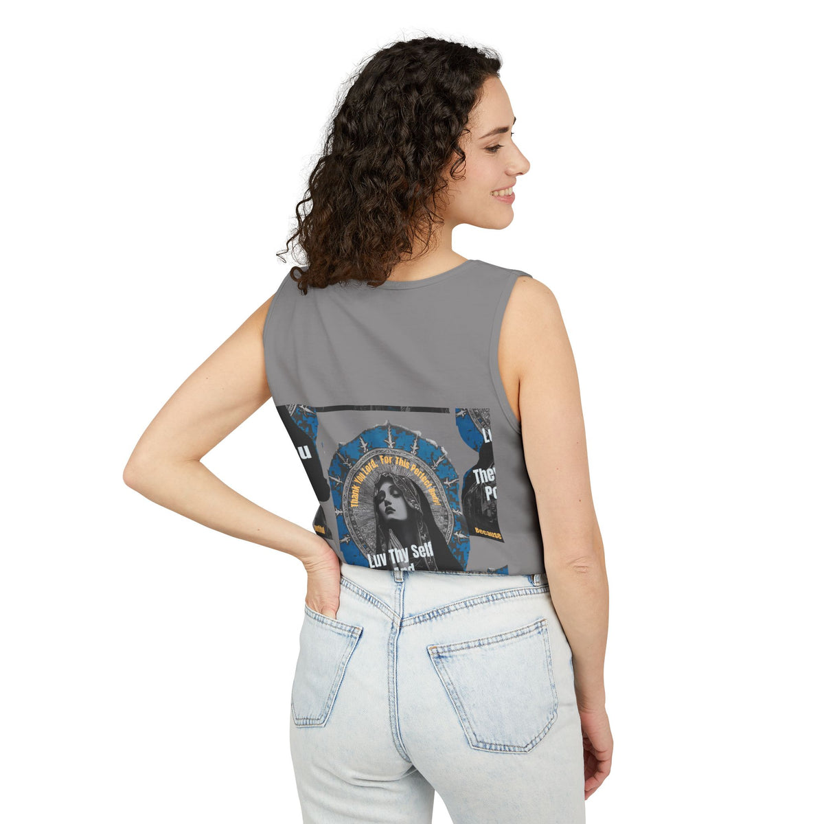 Spiritual Vintage Portrait Tank Top — "Love Thy Self" Inspirational Graphic